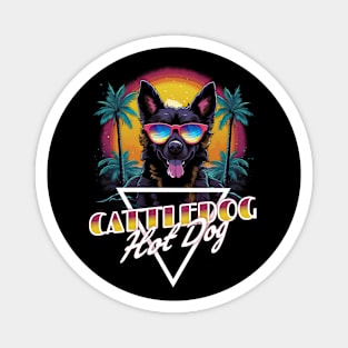 Retro Wave Cattledog Hot Dog Shirt Magnet